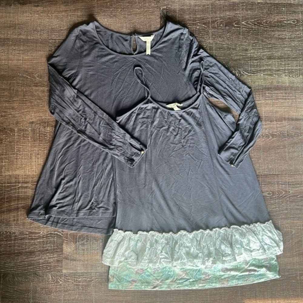 Matilda Jane Heartwood 2 Piece Tunic Top Sz L Lace and floral ruffle tiered hem